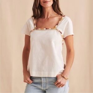 Faherty Women's Torrance‎ Top in white organic cotton XS